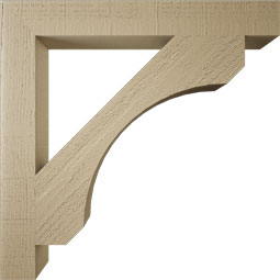 Ekena Millwork - BKTUR035X28X28LEC05RCPR - Timberthane Faux Wood Legacy Style Bracket, Block Ends, 3 1/2"W x 28"D x 28"H, Primed Tan