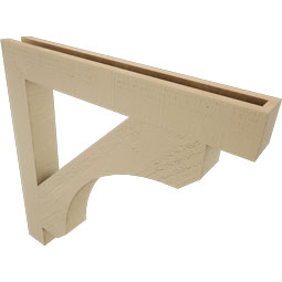 Ekena Millwork - BKTUR035X28X28LEC05RCPR - Timberthane Faux Wood Legacy Style Bracket, Block Ends, 3 1/2"W x 28"D x 28"H, Primed Tan