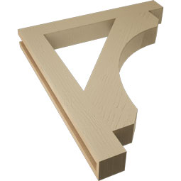 Ekena Millwork - BKTUR035X28X32LEC05RCPR - Timberthane Faux Wood Legacy Style Bracket, Block Ends, 3 1/2"W x 28"D x 32"H, Primed Tan