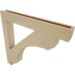 Ekena Millwork - BKTUR035X30X30LEC05RCPR - Timberthane Faux Wood Legacy Style Bracket, Block Ends, 3 1/2"W x 30"D x 30"H, Primed Tan