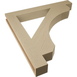 Ekena Millwork - BKTUR035X30X30LEC05RCPR - Timberthane Faux Wood Legacy Style Bracket, Block Ends, 3 1/2"W x 30"D x 30"H, Primed Tan