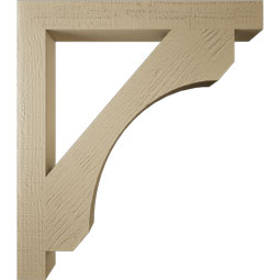 Ekena Millwork - BKTUR035X30X34LEC05RCPR - Timberthane Faux Wood Legacy Style Bracket, Block Ends, 3 1/2"W x 30"D x 34"H, Primed Tan