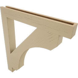 Ekena Millwork - BKTUR035X30X34LEC05RCPR - Timberthane Faux Wood Legacy Style Bracket, Block Ends, 3 1/2"W x 30"D x 34"H, Primed Tan