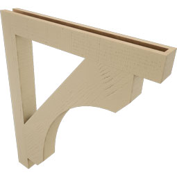 Ekena Millwork - BKTUR035X30X36LEC05RCPR - Timberthane Faux Wood Legacy Style Bracket, Block Ends, 3 1/2"W x 30"D x 36"H, Primed Tan