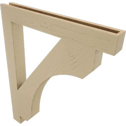 Ekena Millwork - BKTUR035X30X38LEC05RCPR - Timberthane Faux Wood Legacy Style Bracket, Block Ends, 3 1/2"W x 30"D x 38"H, Primed Tan
