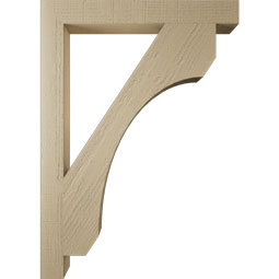 Ekena Millwork - BKTUR035X30X42LEC05RCPR - Timberthane Faux Wood Legacy Style Bracket, Block Ends, 3 1/2"W x 30"D x 42"H, Primed Tan