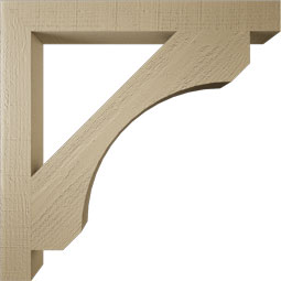 Ekena Millwork - BKTUR035X32X32LEC05RCPR - Timberthane Faux Wood Legacy Style Bracket, Block Ends, 3 1/2"W x 32"D x 32"H, Primed Tan