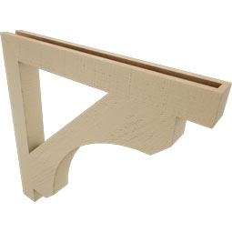 Ekena Millwork - BKTUR035X32X32LEC05RCPR - Timberthane Faux Wood Legacy Style Bracket, Block Ends, 3 1/2"W x 32"D x 32"H, Primed Tan