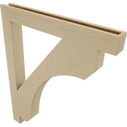 Ekena Millwork - BKTUR035X32X40LEC05RCPR - Timberthane Faux Wood Legacy Style Bracket, Block Ends, 3 1/2"W x 32"D x 40"H, Primed Tan