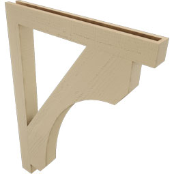 Ekena Millwork - BKTUR035X32X44LEC05RCPR - Timberthane Faux Wood Legacy Style Bracket, Block Ends, 3 1/2"W x 32"D x 44"H, Primed Tan