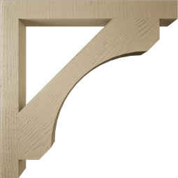 Ekena Millwork - BKTUR035X34X34LEC05RCPR - Timberthane Faux Wood Legacy Style Bracket, Block Ends, 3 1/2"W x 34"D x 34"H, Primed Tan