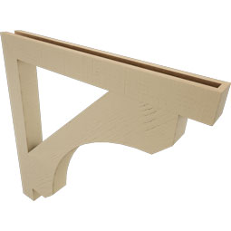 Ekena Millwork - BKTUR035X34X34LEC05RCPR - Timberthane Faux Wood Legacy Style Bracket, Block Ends, 3 1/2"W x 34"D x 34"H, Primed Tan