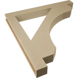 Ekena Millwork - BKTUR035X34X34LEC05RCPR - Timberthane Faux Wood Legacy Style Bracket, Block Ends, 3 1/2"W x 34"D x 34"H, Primed Tan