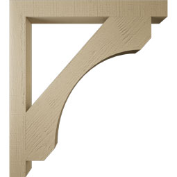 Ekena Millwork - BKTUR035X34X38LEC05RCPR - Timberthane Faux Wood Legacy Style Bracket, Block Ends, 3 1/2"W x 34"D x 38"H, Primed Tan