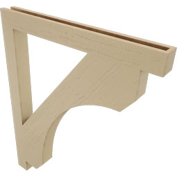 Ekena Millwork - BKTUR035X36X44LEC05RCPR - Timberthane Faux Wood Legacy Style Bracket, Block Ends, 3 1/2"W x 36"D x 44"H, Primed Tan