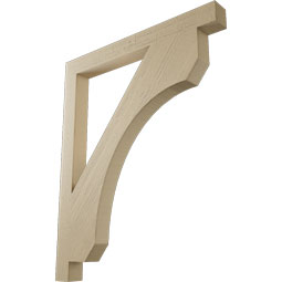 Ekena Millwork - BKTUR035X36X44LEC05RCPR - Timberthane Faux Wood Legacy Style Bracket, Block Ends, 3 1/2"W x 36"D x 44"H, Primed Tan