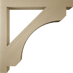 Ekena Millwork - BKTUR035X38X38LEC05RCPR - Timberthane Faux Wood Legacy Style Bracket, Block Ends, 3 1/2"W x 38"D x 38"H, Primed Tan