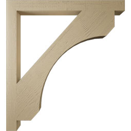 Ekena Millwork - BKTUR035X40X44LEC05RCPR - Timberthane Faux Wood Legacy Style Bracket, Block Ends, 3 1/2"W x 40"D x 44"H, Primed Tan