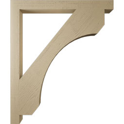 Ekena Millwork - BKTUR035X40X48LEC05RCPR - Timberthane Faux Wood Legacy Style Bracket, Block Ends, 3 1/2"W x 40"D x 48"H, Primed Tan