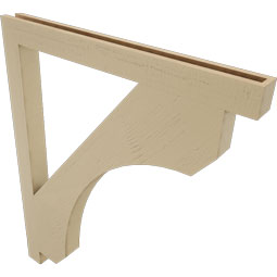 Ekena Millwork - BKTUR035X40X48LEC05RCPR - Timberthane Faux Wood Legacy Style Bracket, Block Ends, 3 1/2"W x 40"D x 48"H, Primed Tan
