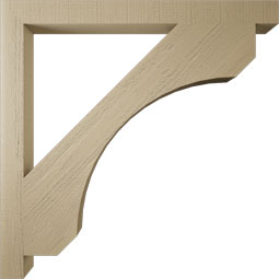 Ekena Millwork - BKTUR035X42X42LEC05RCPR - Timberthane Faux Wood Legacy Style Bracket, Block Ends, 3 1/2"W x 42"D x 42"H, Primed Tan