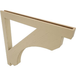 Ekena Millwork - BKTUR035X42X42LEC05RCPR - Timberthane Faux Wood Legacy Style Bracket, Block Ends, 3 1/2"W x 42"D x 42"H, Primed Tan