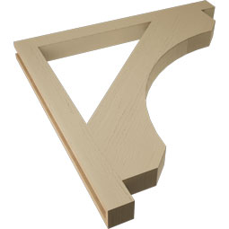 Ekena Millwork - BKTUR035X42X42LEC05RCPR - Timberthane Faux Wood Legacy Style Bracket, Block Ends, 3 1/2"W x 42"D x 42"H, Primed Tan