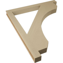 Ekena Millwork - BKTUR035X42X48LEC05RCPR - Timberthane Faux Wood Legacy Style Bracket, Block Ends, 3 1/2"W x 42"D x 48"H, Primed Tan