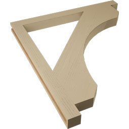 Ekena Millwork - BKTUR035X44X48LEC05RCPR - Timberthane Faux Wood Legacy Style Bracket, Block Ends, 3 1/2"W x 44"D x 48"H, Primed Tan