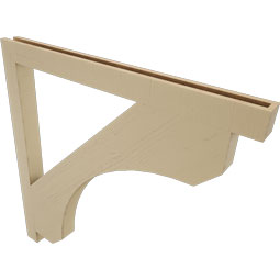 Ekena Millwork - BKTUR035X46X46LEC05RCPR - Timberthane Faux Wood Legacy Style Bracket, Block Ends, 3 1/2"W x 46"D x 46"H, Primed Tan