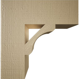Ekena Millwork - BKTUR055X18X18LEC05RCPR - Timberthane Faux Wood Legacy Style Bracket, Block Ends, 5 1/2"W x 18"D x 18"H, Primed Tan