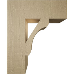 Ekena Millwork - BKTUR055X18X22LEC05RCPR - Timberthane Faux Wood Legacy Style Bracket, Block Ends, 5 1/2"W x 18"D x 22"H, Primed Tan