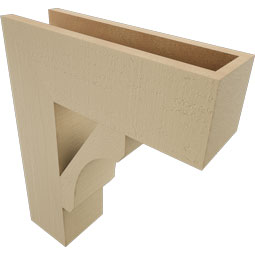 Ekena Millwork - BKTUR055X18X22LEC05RCPR - Timberthane Faux Wood Legacy Style Bracket, Block Ends, 5 1/2"W x 18"D x 22"H, Primed Tan