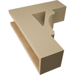 Ekena Millwork - BKTUR055X18X22LEC05RCPR - Timberthane Faux Wood Legacy Style Bracket, Block Ends, 5 1/2"W x 18"D x 22"H, Primed Tan