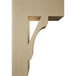 Ekena Millwork - BKTUR055X18X26LEC05RCPR - Timberthane Faux Wood Legacy Style Bracket, Block Ends, 5 1/2"W x 18"D x 26"H, Primed Tan