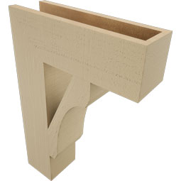 Ekena Millwork - BKTUR055X18X26LEC05RCPR - Timberthane Faux Wood Legacy Style Bracket, Block Ends, 5 1/2"W x 18"D x 26"H, Primed Tan