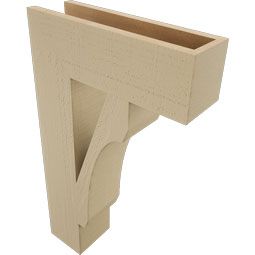 Ekena Millwork - BKTUR055X18X30LEC05RCPR - Timberthane Faux Wood Legacy Style Bracket, Block Ends, 5 1/2"W x 18"D x 30"H, Primed Tan