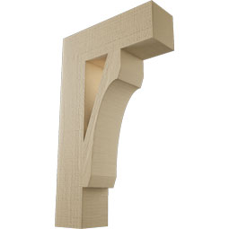 Ekena Millwork - BKTUR055X18X30LEC05RCPR - Timberthane Faux Wood Legacy Style Bracket, Block Ends, 5 1/2"W x 18"D x 30"H, Primed Tan