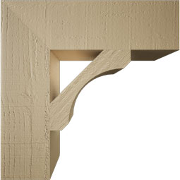 Ekena Millwork - BKTUR055X20X20LEC05RCPR - Timberthane Faux Wood Legacy Style Bracket, Block Ends, 5 1/2"W x 20"D x 20"H, Primed Tan