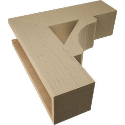 Ekena Millwork - BKTUR055X20X20LEC05RCPR - Timberthane Faux Wood Legacy Style Bracket, Block Ends, 5 1/2"W x 20"D x 20"H, Primed Tan