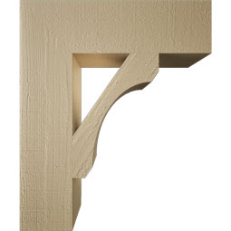 Ekena Millwork - BKTUR055X20X24LEC05RCPR - Timberthane Faux Wood Legacy Style Bracket, Block Ends, 5 1/2"W x 20"D x 24"H, Primed Tan