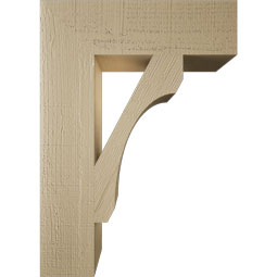 Ekena Millwork - BKTUR055X20X28LEC05RCPR - Timberthane Faux Wood Legacy Style Bracket, Block Ends, 5 1/2"W x 20"D x 28"H, Primed Tan