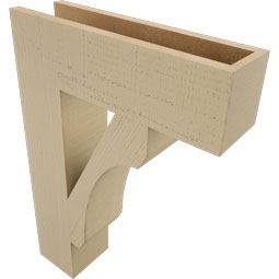 Ekena Millwork - BKTUR055X20X28LEC05RCPR - Timberthane Faux Wood Legacy Style Bracket, Block Ends, 5 1/2"W x 20"D x 28"H, Primed Tan