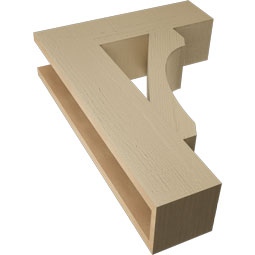 Ekena Millwork - BKTUR055X20X28LEC05RCPR - Timberthane Faux Wood Legacy Style Bracket, Block Ends, 5 1/2"W x 20"D x 28"H, Primed Tan
