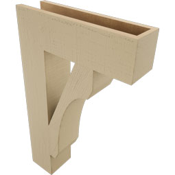 Ekena Millwork - BKTUR055X20X32LEC05RCPR - Timberthane Faux Wood Legacy Style Bracket, Block Ends, 5 1/2"W x 20"D x 32"H, Primed Tan