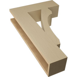 Ekena Millwork - BKTUR055X20X32LEC05RCPR - Timberthane Faux Wood Legacy Style Bracket, Block Ends, 5 1/2"W x 20"D x 32"H, Primed Tan