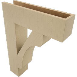 Ekena Millwork - BKTUR055X22X30LEC05RCPR - Timberthane Faux Wood Legacy Style Bracket, Block Ends, 5 1/2"W x 22"D x 30"H, Primed Tan