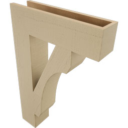 Ekena Millwork - BKTUR055X22X34LEC05RCPR - Timberthane Faux Wood Legacy Style Bracket, Block Ends, 5 1/2"W x 22"D x 34"H, Primed Tan