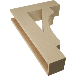 Ekena Millwork - BKTUR055X22X34LEC05RCPR - Timberthane Faux Wood Legacy Style Bracket, Block Ends, 5 1/2"W x 22"D x 34"H, Primed Tan