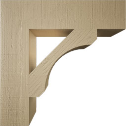 Ekena Millwork - BKTUR055X24X24LEC05RCPR - Timberthane Faux Wood Legacy Style Bracket, Block Ends, 5 1/2"W x 24"D x 24"H, Primed Tan